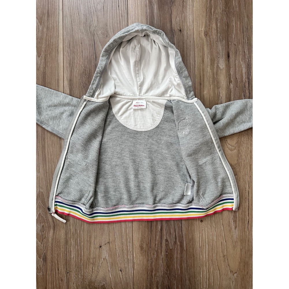 Hanna Andersson Girls Gray Rainbow Roller Skate Zip Up Hoodie Sweatshirt Size 4 - Picture 2 of 4
